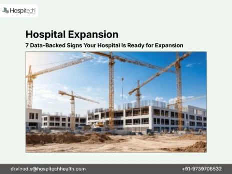 Large hospital construction site with cranes and multi-storey building structures, representing hospital expansion and infrastructure growth.
