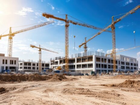 High-end crane and construction site for hospital expansion