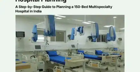 A modern multispecialty hospital ward with medical equipment and patient beds.