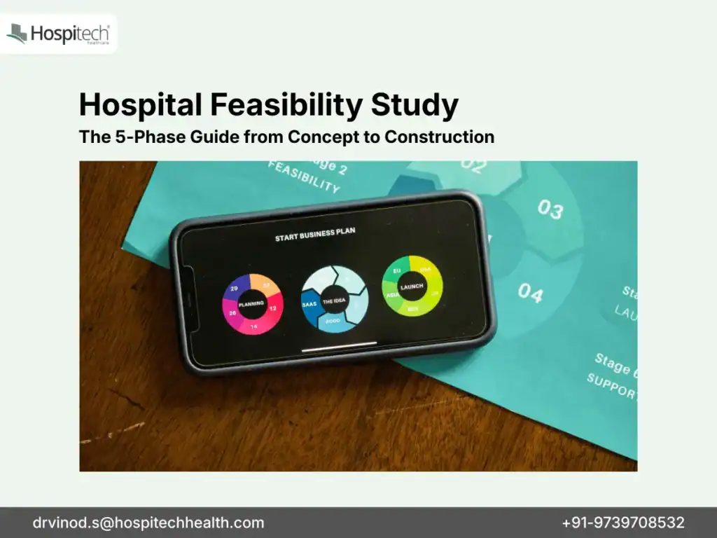 A smartphone displaying a business planning cycle placed on feasibility study documents.
