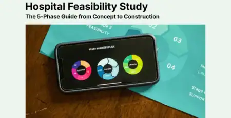 A smartphone displaying a business planning cycle placed on feasibility study documents.