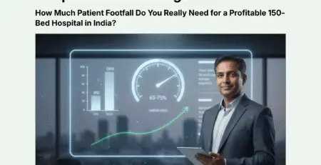 Patient footfall and occupancy analysis for a profitable 150-bed hospital in India showing 65–75% optimal occupancy and ARPOB-driven revenue