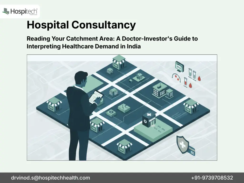 A doctor-investor analyzing healthcare demand through local signals, data, and research in an Indian catchment area.