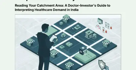 A doctor-investor analyzing healthcare demand through local signals, data, and research in an Indian catchment area.