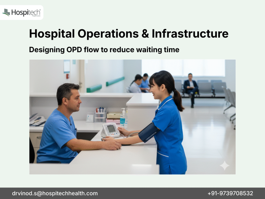 Nurse checking patient vitals in organized hospital OPD designed to reduce waiting time