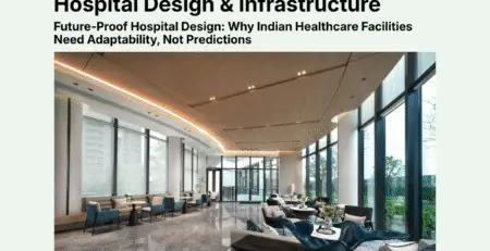 Modern hospital lobby designed with adaptable infrastructure and modular layout for future-ready healthcare facilities in India