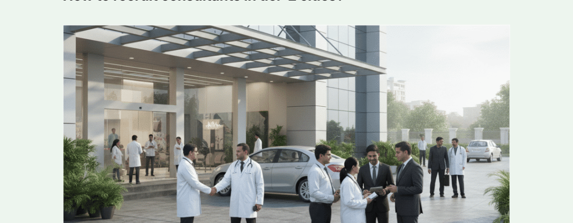 Hospital recruitment team welcoming consultants at a modern tier-2 city healthcare facility