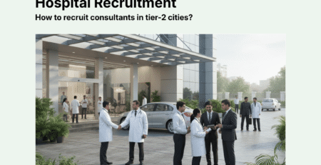 Hospital recruitment team welcoming consultants at a modern tier-2 city healthcare facility